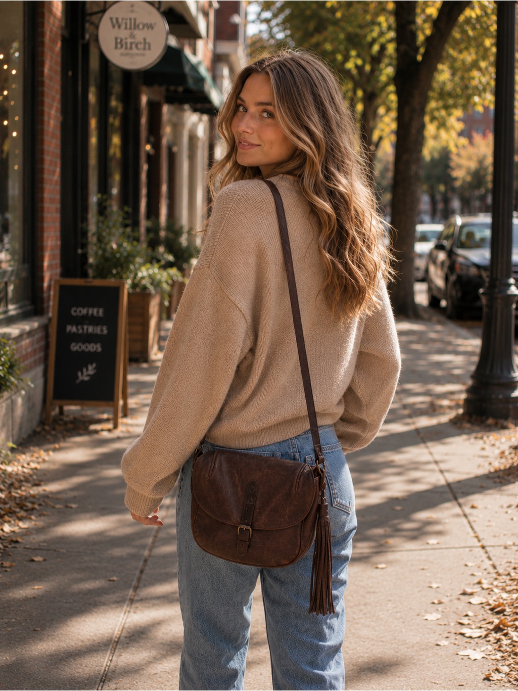 From Frye Crossbody Leather Bag With Tassel, Euc